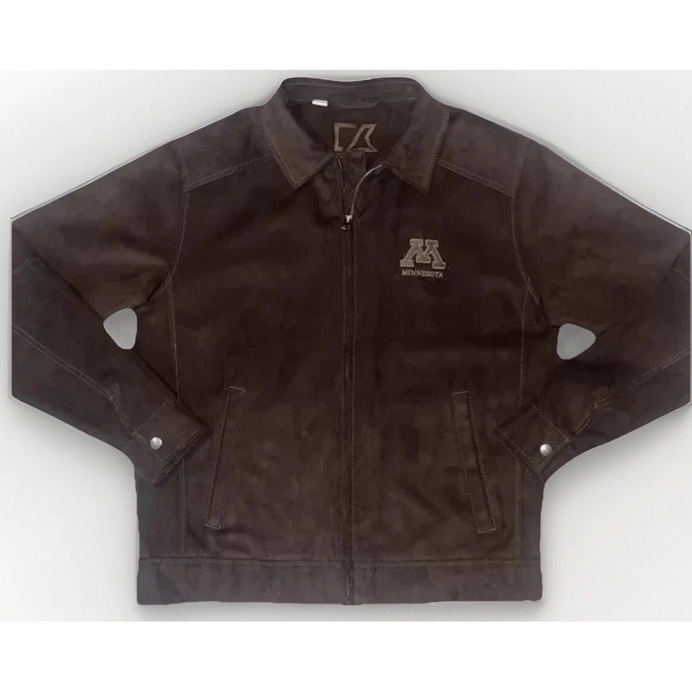 University Of Minnesota Brown Suede Jacket CUTTER‎ & BUCK embroidered Size S